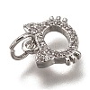 Brass Micro Pave Clear Cubic Zirconia Charms ZIRC-B002-55-4