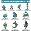 30Pcs 10 Styles Tibetan Style Alloy Pendants FIND-YW0007-08-2