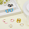 5 Pairs 5 Color 316 Stainless Steel Enamel Ring Hoop Earrings EJEW-DC0001-39A-4