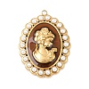 304 Stainless Steel Enamel with ABS Plastic Imitation Pearl Pendants STAS-Z185-02G-2