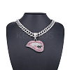 Zinc Alloy Full Rhinestone Lip Pendant Cuban Link Chain Necklaces for Men FS-WG26C72-01-1