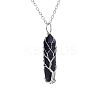 Natural Kyanite Double Terminal Pointed Faceted Bullet Copper Wire Wrapped Tree of Life Pendant Alloy Chain Necklaces FS-WG07FDC-03-1
