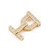 Brass Micro Pave Clear Cubic Zirconia Fold Over Clasps KK-C075-40G-1