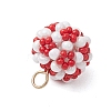 3Pcs 3 Colors Glass Seed Beaded Round Pendants PALLOY-MZ00525-5