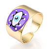Enamel Horse Eye Open Cuff Rings RJEW-P042-01G-02-6