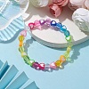 Heart & Faceted Round Acrylic Beaded Stretch Bracelets BJEW-JB10245-02-4