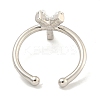 Rack Plating Brass Open Cuff Rings for Women RJEW-F162-01P-Y-3