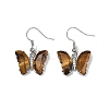 Natural Tiger Eye Brass Dangle Earrings EJEW-M081-01P-03-2