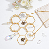 Brass Honeycomb & Yellow Quartz Chip Pendant Decorations HJEW-WH0069-33-5