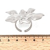 Flower 304 Stainless Steel Open Cuff Rings for Women RJEW-A091-22P-5