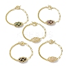 Double Terminal Pointed Mixed Gemstone Link Macrame Pouch Bracelets BJEW-JB10277-1