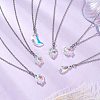 6Pcs 6 Styles Electroplated Clear AB Glass Star Moon Heart Pendant Necklaces NJEW-JN05146-1