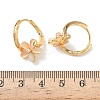 Flower Brass Micro Pave Clear Cubic Zirconia Hoop Earrings EJEW-Z152-01G-5