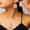 Alloy & Plastic Imitation Pearl & Rhinestone Pendant Necklaces & Dangle Earrings WG338F7-06-2