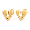 Ion Plating(IP) Heart 304 Stainless Steel Stud Earrings for Women EJEW-L272-033G-04-1