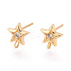 Brass Micro Pave Clear Cubic Zirconia Stud Earring Findings MAK-T011-11G-03-1