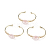 Natural Rose Quartz Coffee Bean Open Cuff Bangle BJEW-G660-01G-01-1