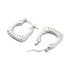Non-Tarnish Texture Rectangle 304 Stainless Steel Hoop Earrings for Women EJEW-C067-08P-2