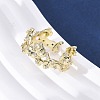 Brass Micro Pave Clear Cubic Zirconia Cuff Rings for Women RJEW-G345-02G-3