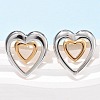 304 Stainless Steel Two Tone Heart Stud Earrings EJEW-C142-14PG-3
