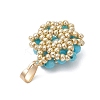 Dyed Natural Magnesite Faceted Round Cluster Flower Pendants PALLOY-MZ01197-05-4