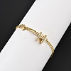 Brass Micro Pave Clear Cubic Zirconia Link Bracelets BJEW-U020-18G-2