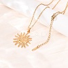 304 Stainless Steel Sun Pendant Cable Chain Necklaces for Men Women NJEW-K308-04E-G-2