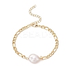304 Stainless Steel with Natural Keshi Pearl Link Bracelets BJEW-JB12156-3
