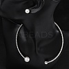 Round Plastic Imitation Pearl Stud Earrings & Cubic Zirconia Rhinestone Cuff Choker Necklaces Sets SJEW-U003-07P-2