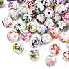Printed Floral Printed Porcelain Beads PORC-T137-01B-1
