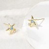 Starfish Brass Micro Pave Cubic Zirconia Stud Earrings EJEW-Z153-02G-2