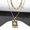 304 Stainless Steel Enamel Sun Eye Pendant Double Layer Necklaces for Women STAS-Z105-04G-3