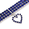 Adjustable 3-Row Iron Rhinestone Cup Chain Pet Collars AJEW-A054-01B-2