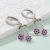 Brass Cubic Zirconia Hoop Earrings EJEW-R016-16P-4
