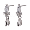 Rhodium Plated 925 Sterling Silver Stud Earring Findings STER-F048-34P-1