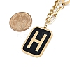 Ion Plating(IP) 304 Stainless Steel Black Enamel H Rectangle Pendant Twisted Chain Necklaces for Women NJEW-M078-01G-4
