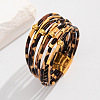 Leopard Print Pattern PU Leather Cord Multi-strand Bracelets for Women XT9904-4