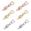 6Pcs 3 Colors Brass Clear Cubic Zirconia Fold Over Clasps FIND-HY0004-04-1