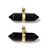 Natural Obsidian Double Terminal Pointed Pendants G-NH0001-15G-06-1