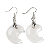 Rack Plating Moon Brass Dangle Earrings for Women EJEW-B064-02P-01-1