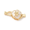 Brass Fold Over Clasps with Shell KK-M270-22G-1
