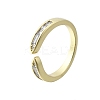 Brass Micro Pave Clear Cubic Zirconia Open Cuff Rings for Women RJEW-F179-06G-2
