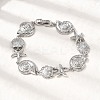 Summer Beach Brass Micro Pave Clear Cubic Zirconia Starfish & Shell Shape Link Chain Bracelets BJEW-C118-02A-P-3