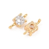 Brass Pave Clear Cubic Zirconia Flat Round Connector Charms KK-H538-21B-G-2