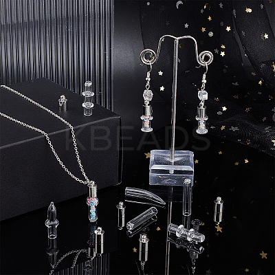 16 Sets 8 Style Transparent Glass Bottle Pendants GLAA-AR0001-26-1