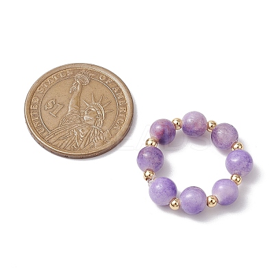 5Pcs 5 Styles Natural White Jade & Indian Agate & Lapis Lazuli & Red Aventurine & Opalite Stretch Rings RJEW-JR00760-1