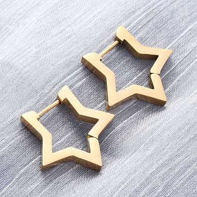 304 Stainless Steel Star Huggie Hoop Earrings LS-STAS-H156-05G-1
