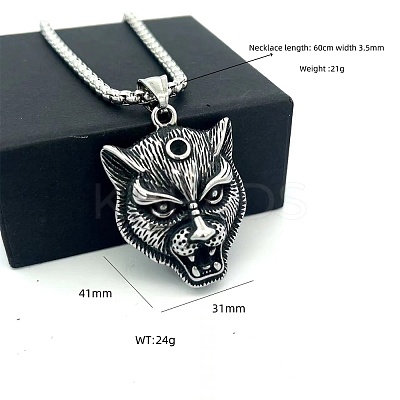 Vintage 304 Stainless Steel Lion Head Pendant Necklaces for Men Women OG9311-1