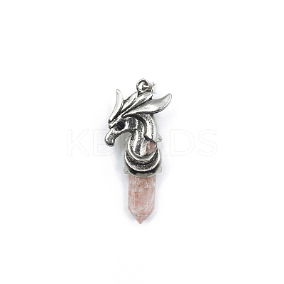 Cherry Quartz Glass Resin Pointed Pendants FIND-PW0025-06P-30-1