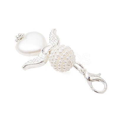 Heart Angel Acrylic & ABS Plastic Imitation Pearl Pendant Decorations HJEW-JM03564-02-1